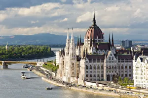 Hungary, Central Hungary, Budapest. The Hungarian Parliament Building on the Danube River