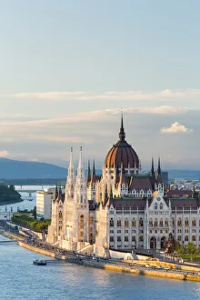 Hungary, Central Hungary, Budapest. The Hungarian Parliament Building on the Danube River
