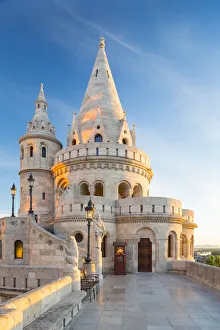Hungary, Central Hungary, Budapest. One of the seven lookout towers of Fisherman s