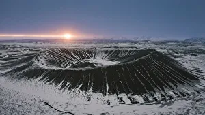 Crater Prints: Hverfjall crater at sunrise, Reykjahlið, Norðurland eystra, Iceland, Northern Europe