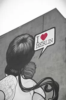 I Love Berlin mural on building, Berlin, Germany