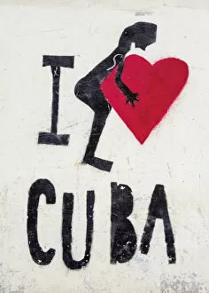 Painting Gallery: I love Cuba Mural Painting, La Habana Vieja, Havana, La Habana Province, Cuba