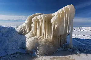 Ice Block Prints: Ice block on the shore of Lake Winnipeg Victoria Beach Provincial Park, Manitoba, Canada