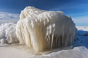 Ice Block Prints: Ice block on the shore of Lake Winnipeg Victoria Beach Provincial Park, Manitoba, Canada