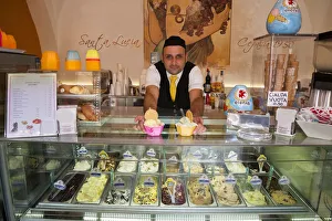 Choice Prints: Ice cream seller, Cefalu, Sicily, Italy, Europe, MR