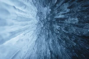 Images Dated 25th May 2022: Ice formations in a cave at the Arctic Circle, Abisko National Park, Swedish Lapland, Sweden