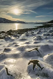Ice Formations along Coast, Kavaloya Island, Tromso, Norway
