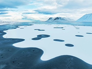 Outodoor Prints: Ice formations formed in the fjord during a cold winter day