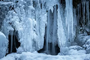 Images Dated 27th March 2023: Ice formations in Glyn Tarell, Brecon Beacons National Park, Powys, Wales