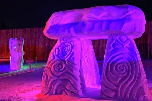 Regions Prints: Ice sculpture during the Festival du Voyageur at Fort Gibraltor