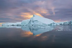 Danish Territory Prints: Iceberg at sunrise in Disko Bay, Greenland