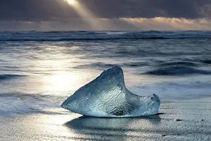 Icebergs Prints: Icebergs on the beach, near Jokulsarlon glacial lagoon, Iceland