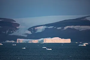 Danish Territory Prints: Icebergs at dusk off of Qaanaaq formerly known as Thule or New Thule