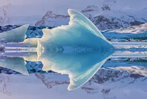 Icebergs Prints: Icebergs and reflections in winter, Jokulsarlon Glacier Lagoon, South Iceland