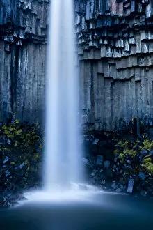 Images Dated 28th May 2014: Iceland, East Iceland, Austurland, Blue hour at the Svartifoss waterfall