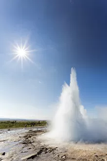 High Gallery: Iceland, Geysir area, Stokkur geyser erupting in a sunny day