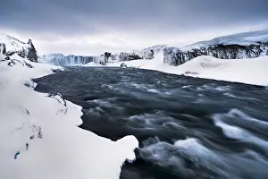 Godafoss Prints: Iceland, Northeast Iceland, The Godafoss waterfall in his winter beauty