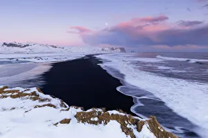 Reynisdrangar Prints: Iceland, Southern Iceland, Vik i Myrdal, the black beach of Reynisfjara at dusk
