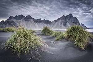Natural Wonder Collection: Iceland, Vestrahorn mount and black sand beach in foreground, near Vik
