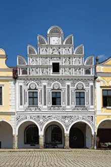 Dwelling Gallery: Iconic house with arcades and high gable at Zacharias of Hradec Square, UNESCO, Telc