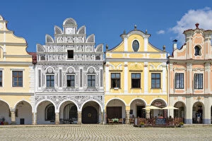 Images Dated 26th August 2020: Iconic houses with arcades and high gables at Zacharias of Hradec Square, UNESCO, Telc