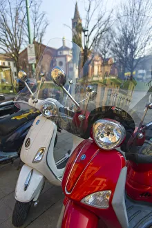 The iconic Italian Vespa scooter in Milan, Italy