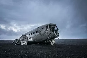 Airplane Gallery: Iconic US Navy DC-3 airplane wreckage at Solheimasandur beach, South Iceland, Iceland
