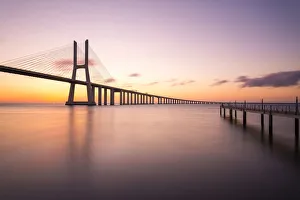 The iconic Vasco da Gama Bridge, Lisbon, Portugal