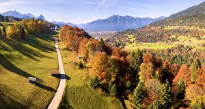 The iconic Wamberg Church, with Mount Waxenstein on the background