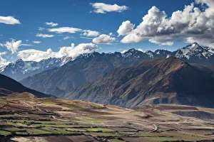 Sacred Valley Gallery: Idyllic farmlands against Peruvian Andes seen from Maras, Sacred Valley, Cuzco Region