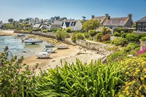 Breton Prints: Idyllic harbor bay on the Ile de Batz, Finistere, Brittany, France