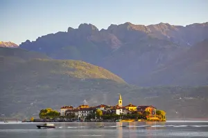 Piedmont Prints: The idyllic Isola dei Pescatori (Fishermens Islands) illuminated at sunrise