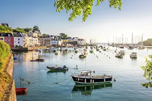 Coastal Town Prints: Idyllic port of Sauzon, Belle-Ile-en-Mer, Morbihan, Brittany, France
