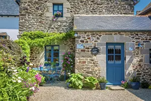 Country House Prints: Idyllic seating area in the historic village center of Saint-Suliac