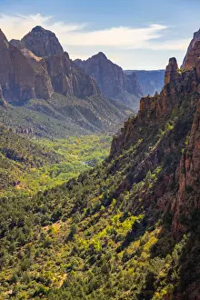Growth Prints: Idyllic shot of Zion Canyon taken from Angels Landing on sunny day, Zion National Park