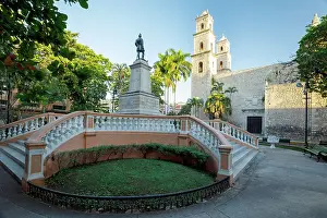 Merida Prints: Iglesia de Jesus, Parque Hidalgo, historical centre of Merida, Yucatan, Mexico