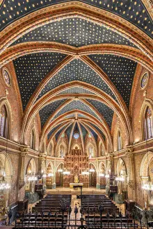 Dated Prints: Iglesia de San Pedro church with its ornate ceiling covered in gold stars, Teruel