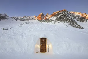 Trento Prints: An igloo room of Capanna Presena at sunrise, Trento, Val Presena, Trentino Alto Adige