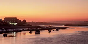 Ilha de Faro at dusk, Ria Formosa Natural Park, Faro, Algarve, Portugal