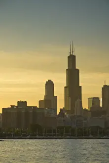 Down Town Prints: Illinois, Chicago, Lake Michigan and Skyline including Sears Tower