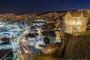 Light Trail Prints: Illuminated Casa Cuatro Vientos restaurant at Paseo 21 de Mayo by light trails