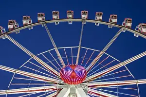 St Pauli Prints: Illuminated Ferris Wheel at Hamburger DOM funfair at night, St. Pauli, Hamburg, Germany