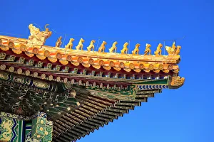Imperial roof decoration, Forbidden City, Beijing, China