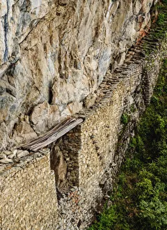 Inca Empire Prints: Inca Bridge, Machu Picchu, Cusco Region, Peru