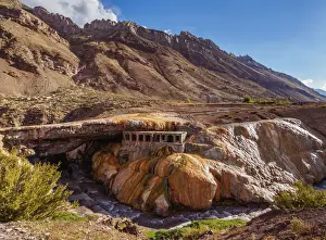 Natural Arch Prints: The Inca Bridge, Puente del Inca a natural bridge near the hotsprings, Central Andes