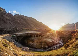 The Inca Bridge, sunset, Puente del Inca, Central Andes, Mendoza Province, Argentina