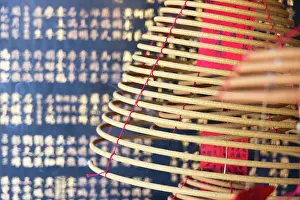 New Territories Prints: Incense coils in Kwun Yam temple, Sai Kung, Hong Kong