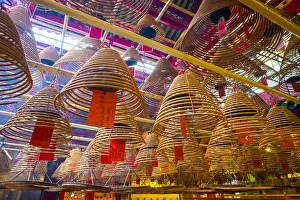 Incense coils at Man Mo Temple, Sheung Wan, Central District, Hong Kong Island, Hong Kong