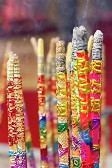 Spiritual Prints: Incense sticks at Chijian Huode Zhenjun Temple at Qianhai Lake, Beijing, China