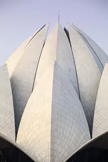India Prints: India, Delhi, New Delhi, Bahai House of Worship know as the The Lotus Temple at twilight